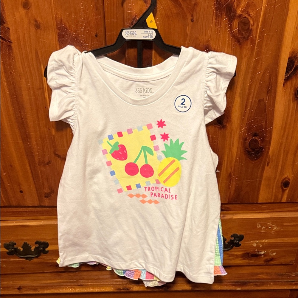 White Tropical Paradise T-Shirt 2 Piece Set Size 10
